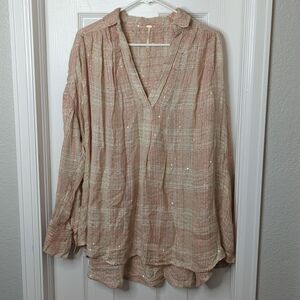 Free People V Neck Pullover Tunic with sequins Size M